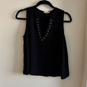 Chloe & Katie Black Tank Top with Eyelet Detail